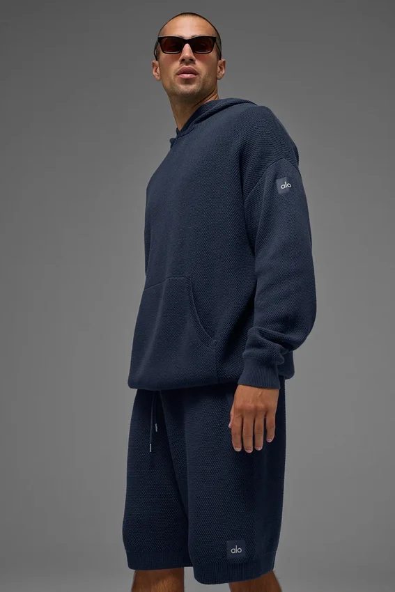 Sweat à capuche en maille Sports Club - Bleu marine