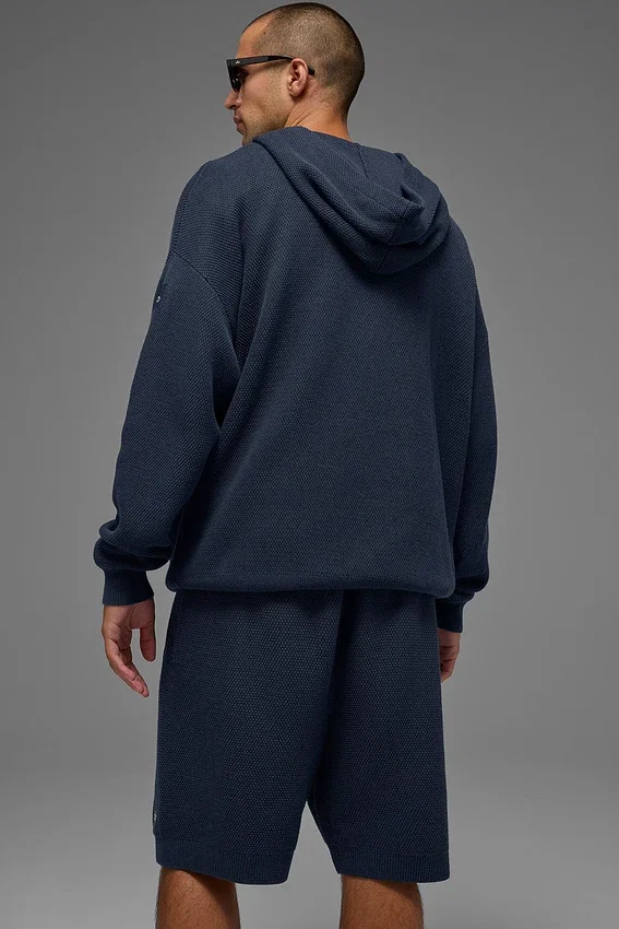 Sweat à capuche en maille Sports Club - Bleu marine