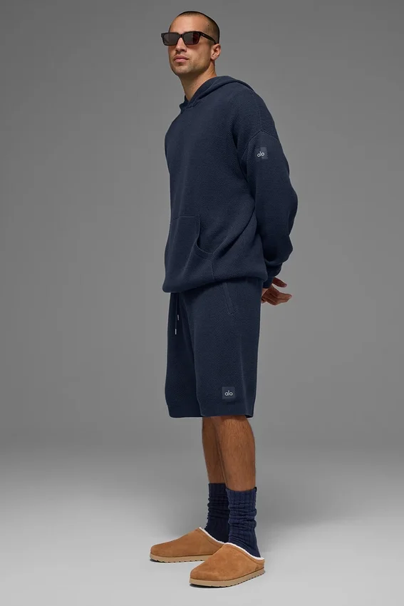 Sweat à capuche en maille Sports Club - Bleu marine