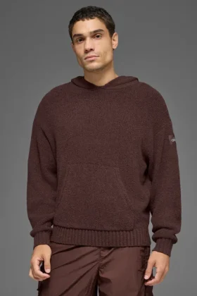 Sweat à capuche en maille texturée - Brownstone