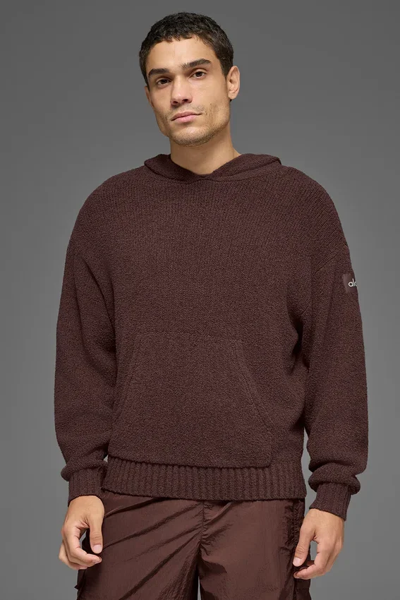 Sweat à capuche en maille texturée - Brownstone