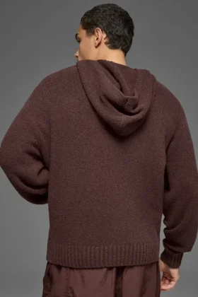 Sweat à capuche en maille texturée – Brownstone