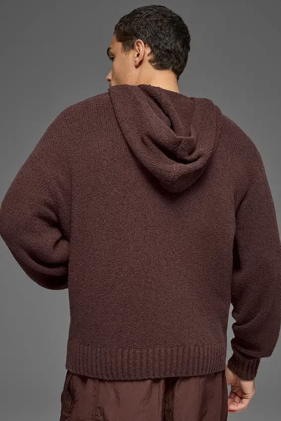 Sweat à capuche en maille texturée - Brownstone