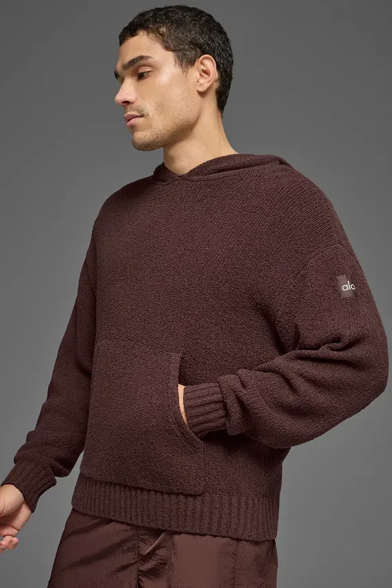 Sweat à capuche en maille texturée - Brownstone