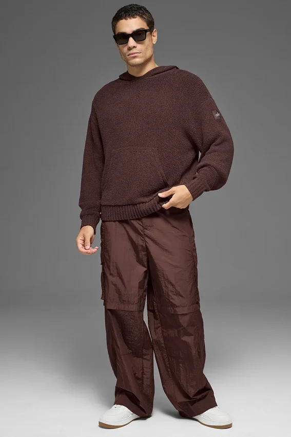 Sweat à capuche en maille texturée - Brownstone