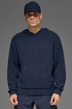 Sweat à capuche en maille texturée - Navy