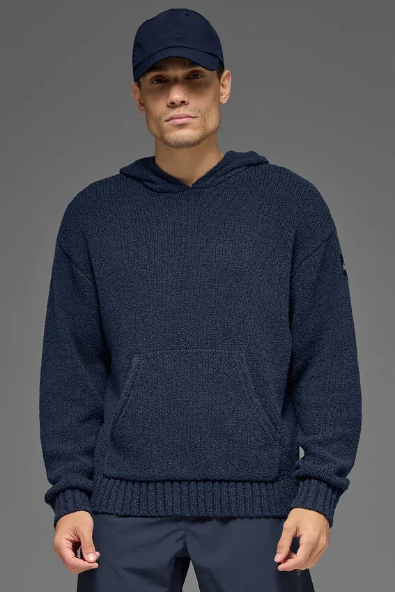 Sweat à capuche en maille texturée - Navy