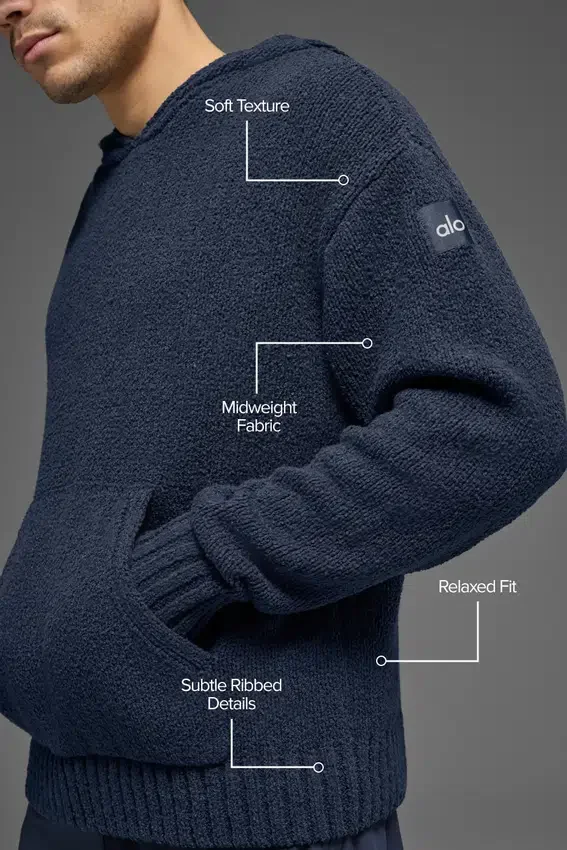 Sweat à capuche en maille texturée - Navy