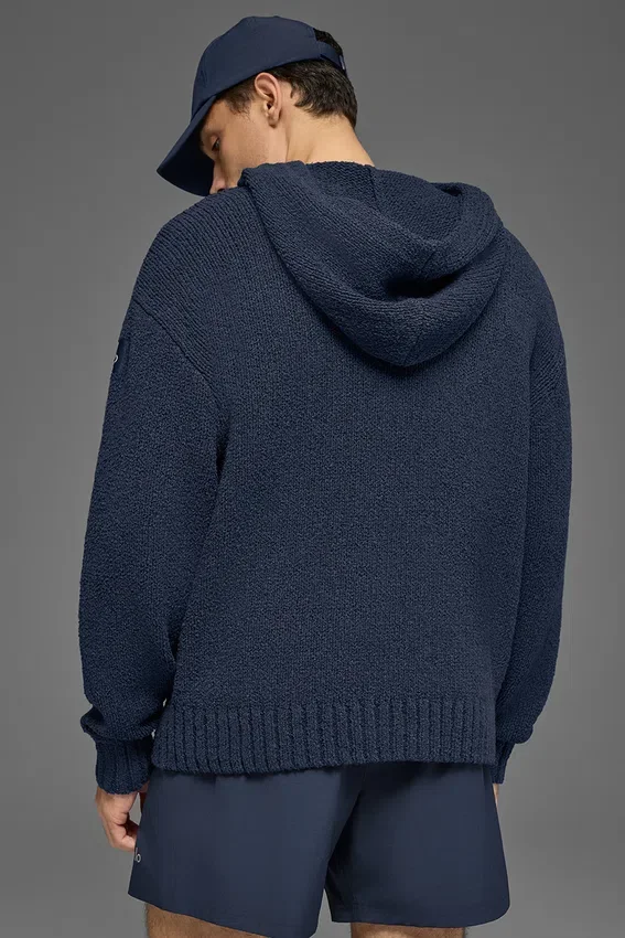 Sweat à capuche en maille texturée - Navy
