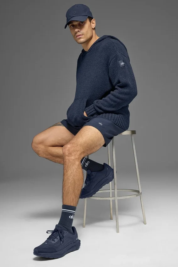 Sweat à capuche en maille texturée - Navy