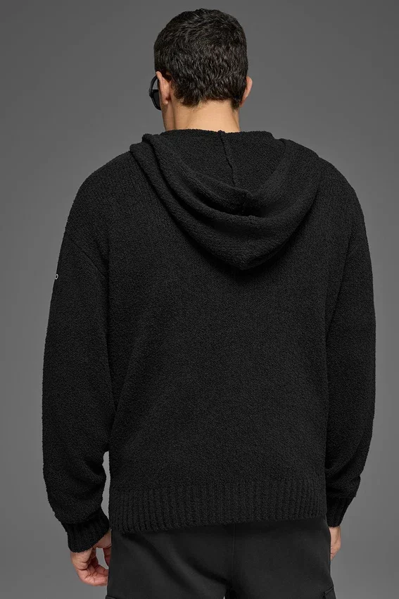 Sweat à capuche en maille texturée - Noir