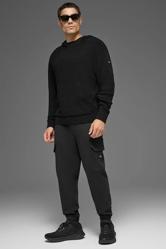 Sweat à capuche en maille texturée - Noir