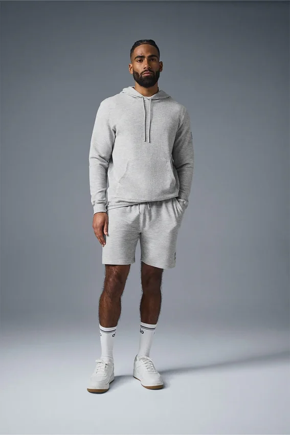 Sweat à capuche Micro Waffle Fast Break - Gris chiné athlétique