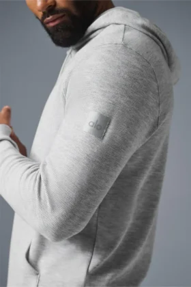 Sweat à capuche Micro Waffle Fast Break – Gris chiné athlétique