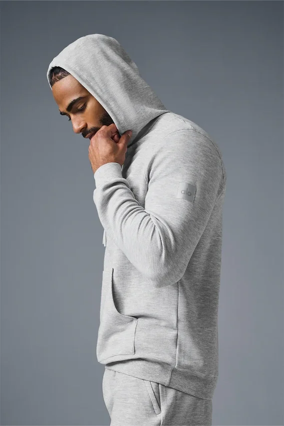Sweat à capuche Micro Waffle Fast Break - Gris chiné athlétique