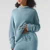 Sweat à capuche New Class en laine et cachemire - Bleu céleste granité chiné