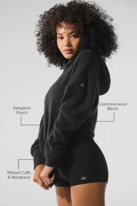 Sweat à capuche New Class en laine et cachemire – Noir