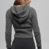 Sweat à capuche Noble en laine et cachemire à côtes, fermeture éclair intégrale - Gris platine