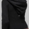 Sweat à capuche Noble à fermeture éclair intégrale en laine et cachemire côtelée - Noir
