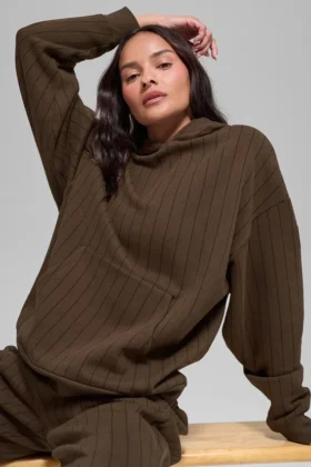 Sweat à capuche à rayures - Rayures espresso