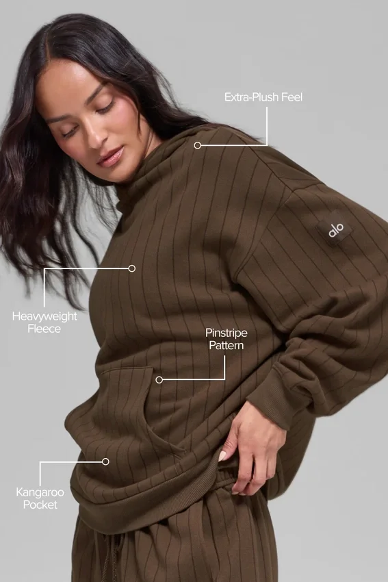 Sweat à capuche à rayures - Rayures espresso