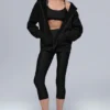 Sweat à capuche Renown à fermeture éclair intégrale en tissu épais – Noir