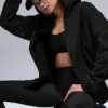 Sweat à capuche Renown à fermeture éclair intégrale en tissu épais – Noir