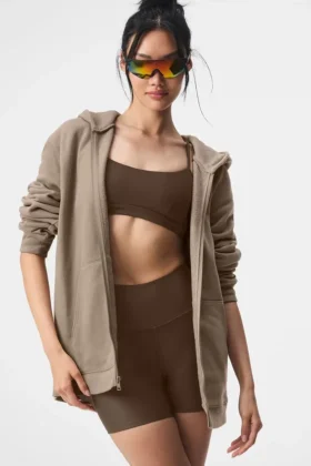 Sweat à capuche Renown à fermeture éclair intégrale - Gravel