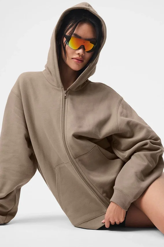 Sweat à capuche Renown à fermeture éclair intégrale - Gravel