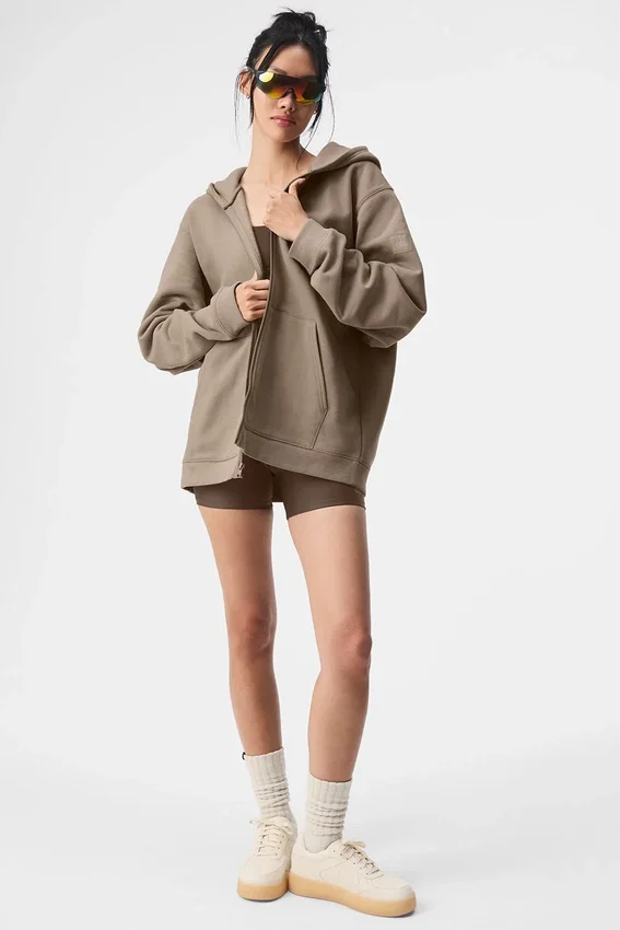 Sweat à capuche Renown à fermeture éclair intégrale - Gravel