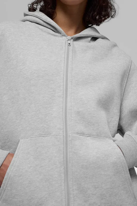 Sweat à capuche Renown à fermeture éclair intégrale, épais - Gris chiné athlétique