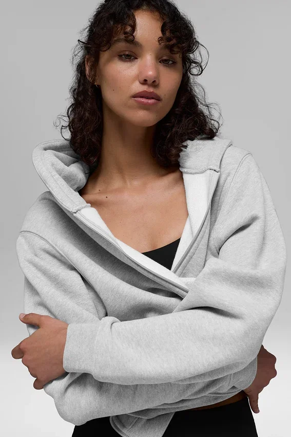 Sweat à capuche Renown à fermeture éclair intégrale, épais - Gris chiné athlétique