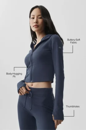Sweat à capuche Sway à fermeture éclair intégrale – Bleu marine