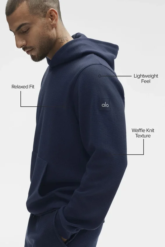 Sweat à capuche Waffle Lounge - Bleu marine