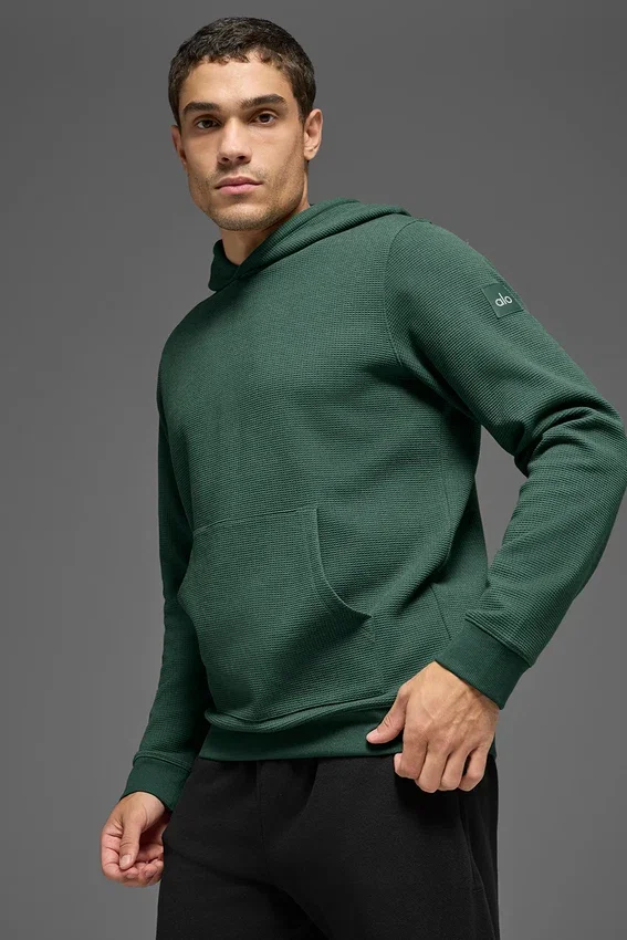 Sweat à capuche Waffle Lounge - Vert trèfle