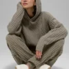 Sweat à capuche Winter Bliss en maille torsadée - Cacao clair