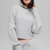 Sweat à capuche Winter Bliss en maille torsadée - Gris chiné athlétique
