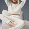 Sweat à capuche « Winter Bliss » en maille torsadée - Ivoire