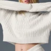Sweat à capuche « Winter Bliss » en maille torsadée - Ivoire