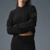 Sweat à capuche Winter Bliss en maille torsadée - Noir