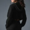 Sweat à capuche Winter Bliss en maille torsadée - Noir