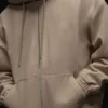 Sweat à capuche zippé en toile de coton - Gravel