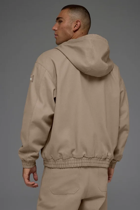 Sweat à capuche zippé en toile de coton - Gravel