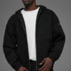 Sweat à capuche zippé en toile de coton - Noir