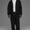 Sweat à capuche zippé en toile de coton - Noir