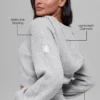 Sweat à capuche zippé intégral en cachemire moelleux à motif gaufré - Gris chiné athlétique