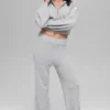 Sweat à capuche zippé intégral en cachemire moelleux à motif gaufré - Gris chiné athlétique