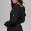 Sweat à capuche zippé intégral en cachemire moelleux à motif gaufré - Noir