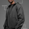 Sweat à capuche zippé intégral en toile de coton - Anthracite