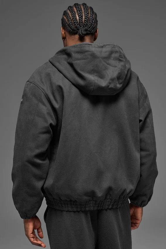 Sweat à capuche zippé intégral en toile de coton - Anthracite